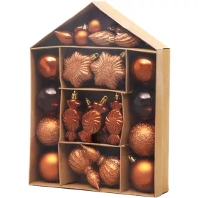 MagicHome, Karácsonyi gömbkészlet, 32 db, réz, vegyes