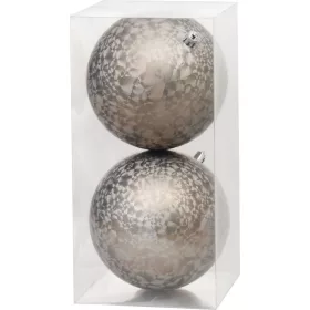 MagicHome, Karácsonyi gömbök, szürkésbarna, 2 db, 12 cm