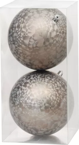 MagicHome, Karácsonyi gömbök, szürkésbarna, 2 db, 12 cm
