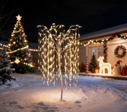 Karácsonyfa MagicHome, fűzfa, 384 LED, meleg fehér, 180 cm