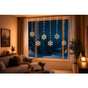   Fényfüzér MagicHome Karácsony, időzítő, hópelyhek, 96xLED, meleg fehér, 8+5 funkció, 3,5 m, IP44