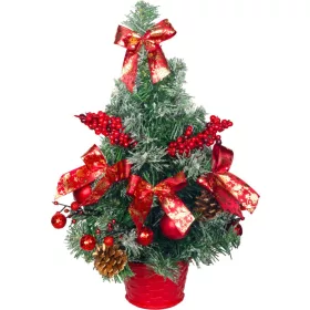 Fa MagicHome Karácsony, díszített, havas, piros, 40 cm
