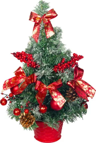 Fa MagicHome Karácsony, díszített, havas, piros, 40 cm