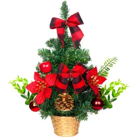 Karácsonyfa MagicHome, díszített, piros, 30 cm