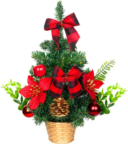 Karácsonyfa MagicHome, díszített, piros, 30 cm