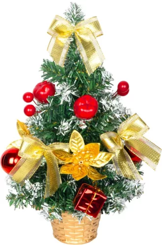 Fa MagicHome Karácsony, díszített, arany-piros, 30 cm