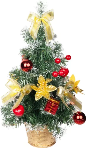 Karácsonyfa MagicHome, díszített, arany-piros, 40 cm