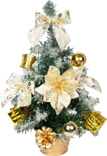 Karácsonyfa MagicHome, díszített, arany, 30 cm