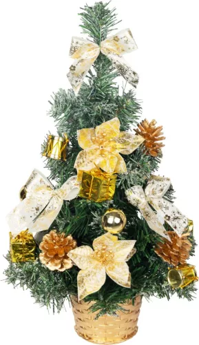 Karácsonyfa MagicHome, díszített, arany, 40 cm