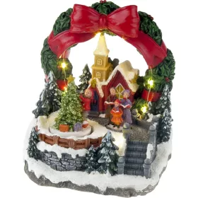   Dekoráció MagicHome Karácsony, Templom koszorúban, LED, 3xAA, 15,5x12x17,2 cm