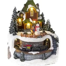   Dekoráció MagicHome Karácsony, Ház vonattal, LED, 3xAA, 18,5x18,4x21 cm
