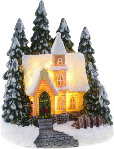 Dekoráció MagicHome Karácsony, Templom, LED, 2xLR44, 7x6,3x8,4 cm, sellbox