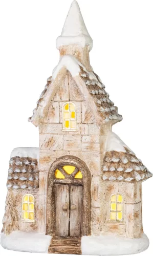 MagicHome, Karácsonyi dekoráció, házikó, LED, 14.5x28x46 cm
