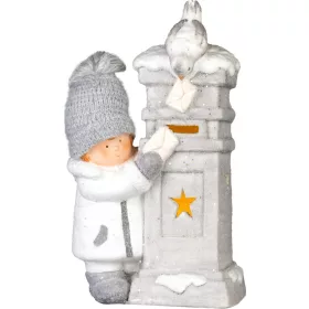   MagicHome, Karácsonyi dekoráció, kisfiú postaládával, LED, 14.5x22.5x39 cm