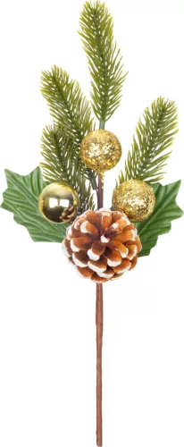Ág MagicHome Vianoce, karácsonyi, tobozzal, arany, 32 cm