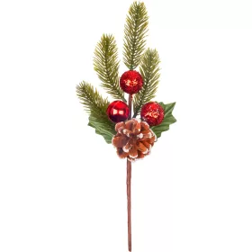 Ág MagicHome Vianoce, karácsonyi, tobozzal, piros, 32 cm