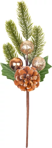 Ág MagicHome Vianoce, karácsonyi, tobozzal, pezsgő, 32 cm