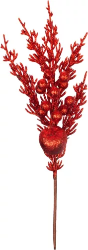 Ág MagicHome Vianoce, karácsonyi, gömbbel, piros, 31 cm