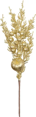 Ág MagicHome Vianoce, karácsonyi, gömbbel, arany, 31 cm