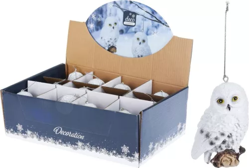 Dekoráció, Bagoly, 10 cm, dizájn mix, sellbox 12 db