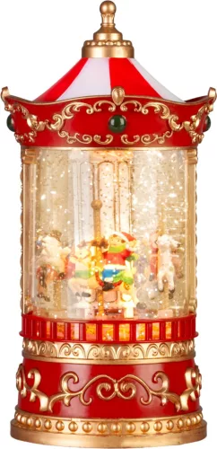 Dekoráció MagicHome Karácsony, Körhinta, LED meleg fehér, 3xAA, 12,3x12,3x24,5 cm