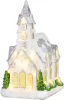 Dekoráció MagicHome Karácsony, Templom, 22xLED meleg fehér, 3xAA, 21x16x29 cm