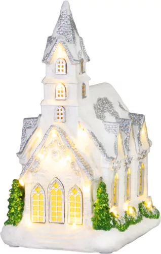 Dekoráció MagicHome Karácsony, Templom, 22xLED meleg fehér, 3xAA, 21x16x29 cm