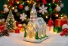 Dekoráció MagicHome Karácsony, Templom, 22xLED meleg fehér, 3xAA, 21x16x29 cm