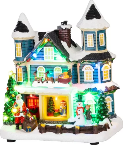 Dekoráció MagicHome Karácsony, Házikó, LED, 3xAA, 20x13x23 cm