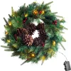 Koszorú MagicHome Karácsony, tobozokkal, 20xLED meleg fehér, IP20, 3xAA, 45 cm