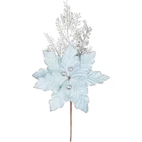   MagicHome, Karácsonyi ág, mikulásvirággal, kék/ezüst, 27 cm