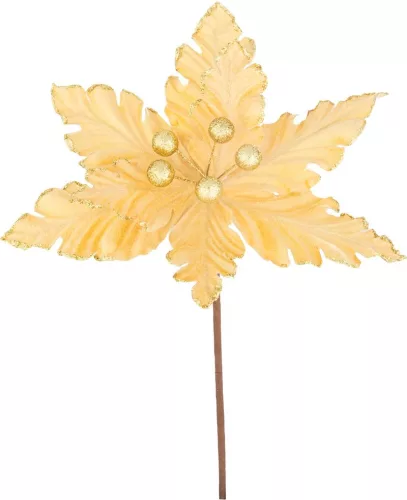 MagicHome, Karácsonyi Mikulásvirág, arany, 30 cm, virágméret: 20,5 cm