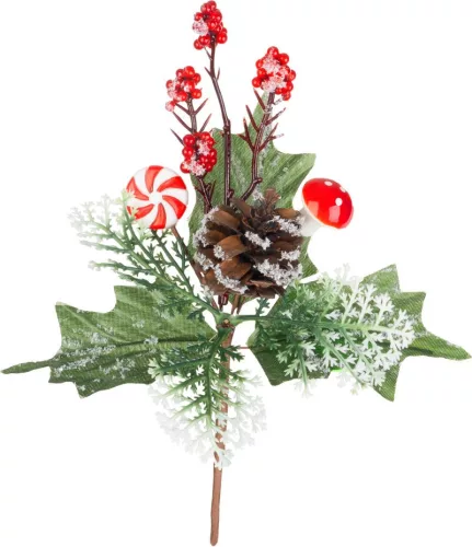 MagicHome, Karácsonyi ág, nyalókával, 19 cm