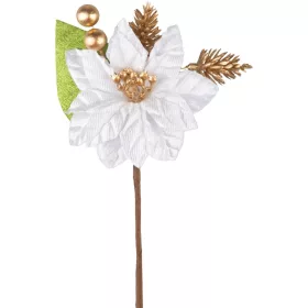 MagicHome, Karácsonyi ág, mikulásvirággal, fehér, 16 cm