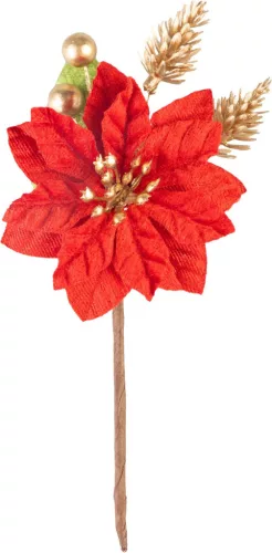 MagicHome, Karácsonyi ág, mikulásvirággal, piros, 16 cm