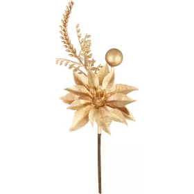 MagicHome, Karácsonyi ág, mikulásvirággal, arany, 24 cm
