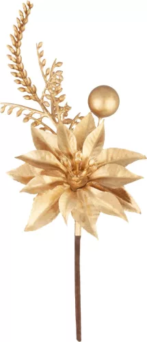 MagicHome, Karácsonyi ág, mikulásvirággal, arany, 24 cm