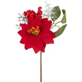 MagicHome, Karácsonyi ág, mikulásvirággal, piros, 19 cm