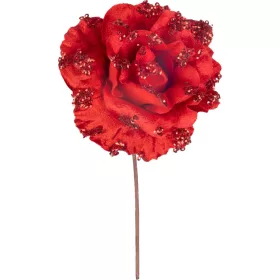   MagicHome, Karácsonyi rózsa, piros, 17 cm, virágméret: 9 cm