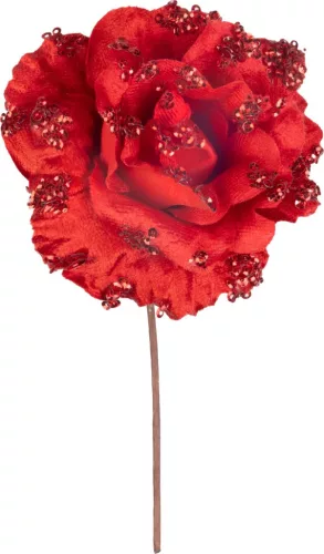 MagicHome, Karácsonyi rózsa, piros, 17 cm, virágméret: 9 cm