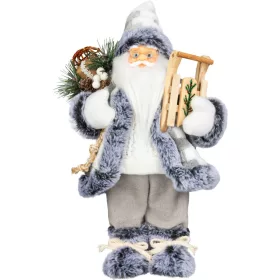   MagicHome, Karácsonyi dekoráció, Mikulás szánkóval, fehér-szürke, 45 cm