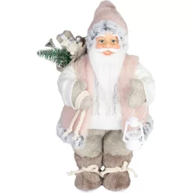   MagicHome, Karácsonyi dekoráció, Mikulás, ajándékkal, rózsaszín-barna, 30 cm